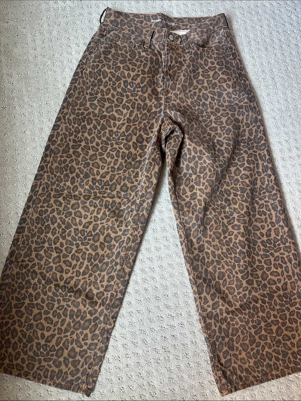 Leopard Print High Rise Baggy Wide-Leg Jeans - Picture 2 of 4